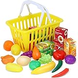 Kidzlane Play Food - 28 Piece Pretend Play Foods in Basket