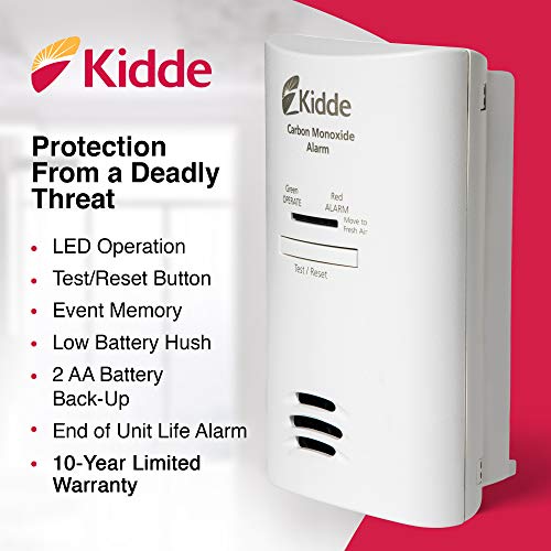 Kidde Carbon Monoxide Detector, Plug In Wall with AA Battery Backup