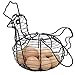 MyGift Black Metal Wire Egg Basket with Chicken Shape Design, Farm Fresh Egg Collecting Basket, Decorative Farmhouse Kitchen Storage Baskets