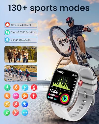 Smartwatch Men's Smart Watch with ECG+HRV: 50 cm AMOLED Smart Watch with Bluetooth Calls Blood Pressure BIM Temperature Bracelet Activity with 24H Sleep Heart Rate Monitor Compatible Android iOS