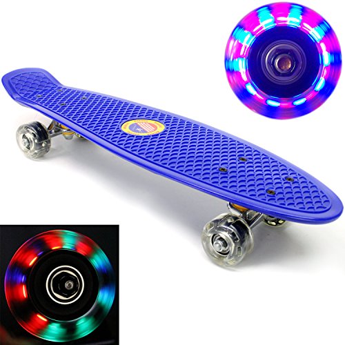Plastic Skateboard LED Light Up Wheels Penny Retro 22" Mini Street