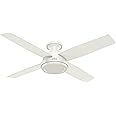 Hunter 52 inch Indoor Ceiling Fan No Light with Remote Control - White Modern Ceiling Fan without Light, Low Profile Mount, 4