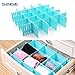 ShineMe Drawer Dividers 8pcs Adjustable Plastic Divider Household Storage Thickening Sub-Grid Finishing Shelves for Home Tidy Closet Stationary Makeup Socks Underwear Scarves Organizer (Blue)