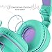 Bluetooth Headphones, Biensound BT05 Lightweight Foldable Headphones Wireless Bluetooth Headset with Microphone and Volume Control for Cellphones Iphone TV Laptop Computer Headphones(Green Purple)