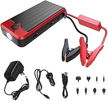 PowerAll PBJS12000-R 400A Portable Power Bank, Battery Jump Started and Bright LED Flashlight, Red/Black 6.5 x 3 x 1.2 in