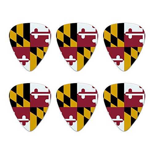 Maryland State Flag Novelty Guitar Picks Medium Gauge - Set of 6