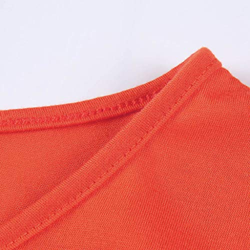 Ximandi Womens V Neck Feminino Vesti Caftan Boho Beach Cover Plus Size Ladies Baggy Dress Orange,XXXL - Thumbnail 3