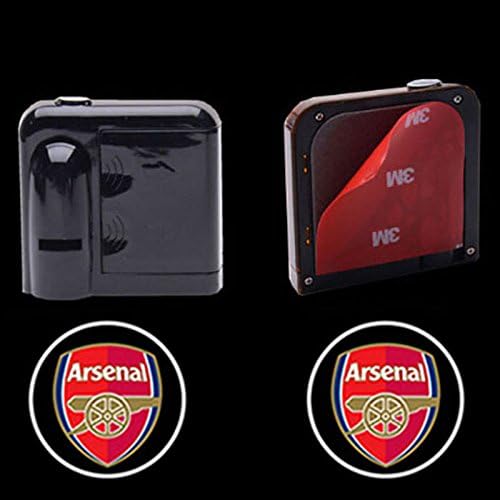 2PCS 5W Universal Wireless Courtesy No Drill Magnetic Car LED Door Welcome Projector Logo Ghost Shadow Laser Lights for Arsenal Club Team Logo Auto Accessories