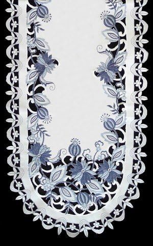 Sinobrite H8528 Delft Blue Floral Round Doily, 12 in.