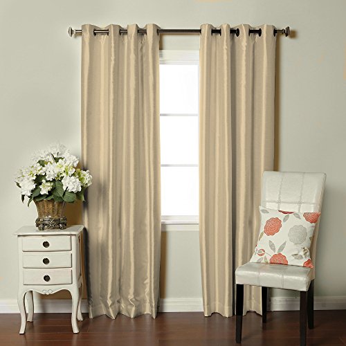 Brielle Fortune Faux Dupioni Silk Lined Insulated Room Darkeninng Grommet Panel, 50 by 95", All Natural