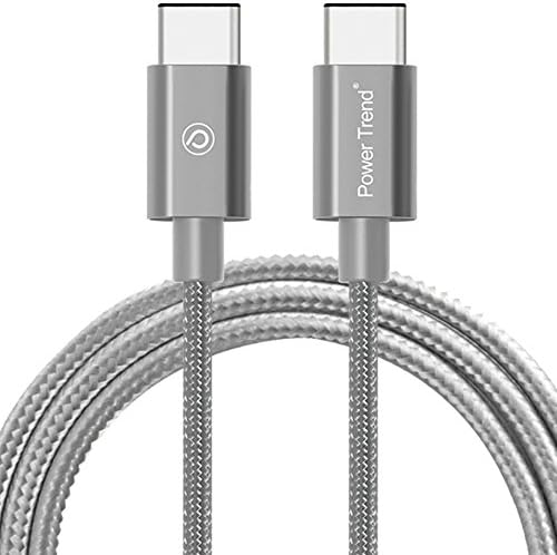 Power Trend 2M 6.6FT Nylon Braided Type C to Type C 3.1 USB Data Transfer Cable Charging Cord 5Gbps for MacBook PD Power Delivery and Nintendo Switch (Space Gray)