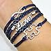Ac Union Handmade Puzzle Piece Jigsaw Puzzle Infinity Leather Bracelet for Women Girl - All Dark Blue