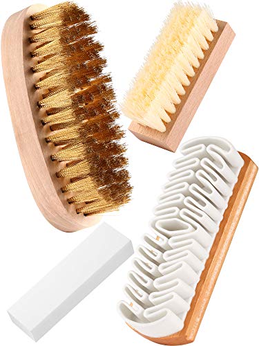 Youngjoy 4 Pieces Shoes Shine Dauber Suede Brush Nubuck Cleaner Crepe Applicators Suede Eraser Set(B)