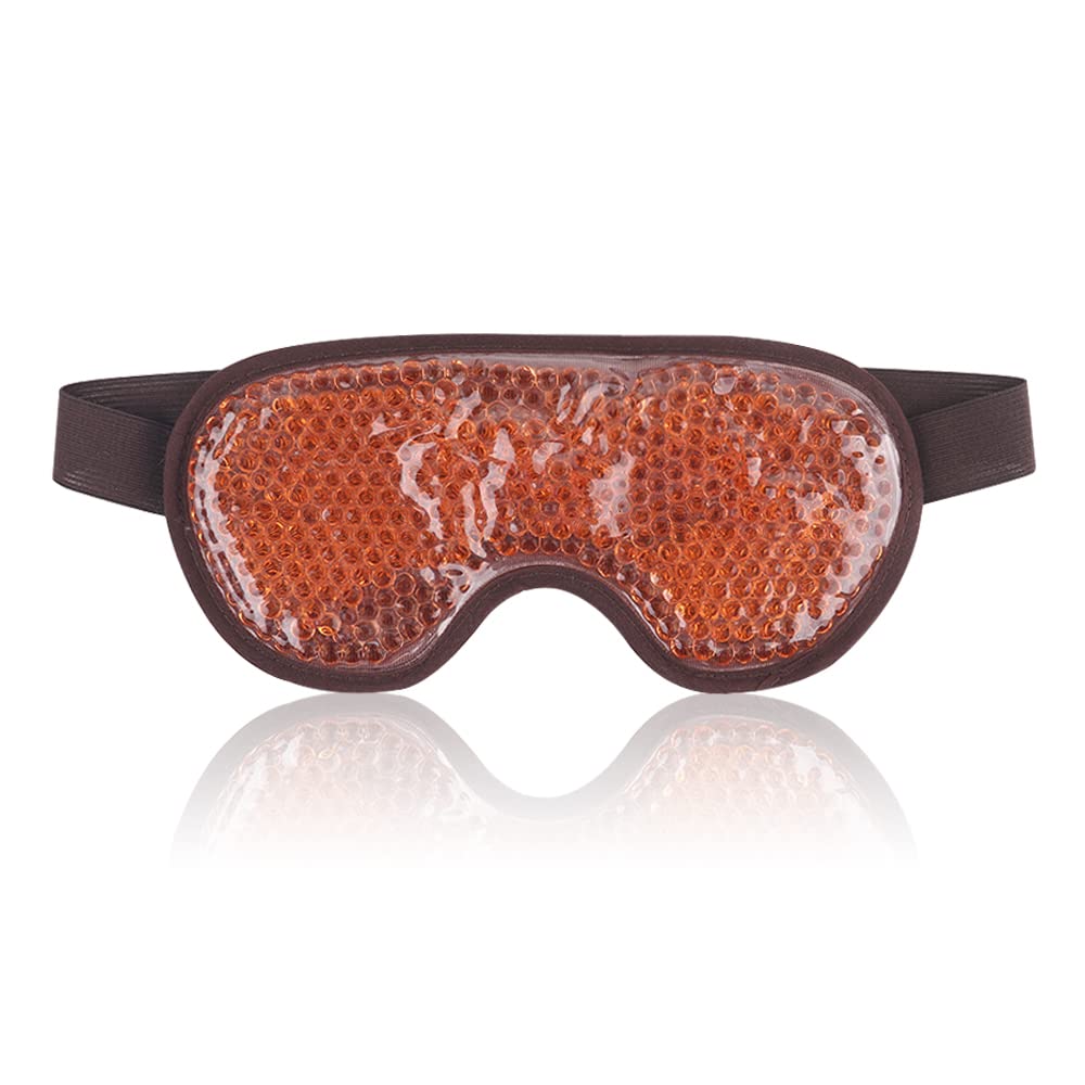 NEWGO Cooling Eye Mask for Puffy Eyes, Reusable Hot Cold Therapy Gel Cold Eye Mask for Migraine, Headache, Dark Circles, Dry,Swollen Eyes, Sinus Pain-Brown — image 1