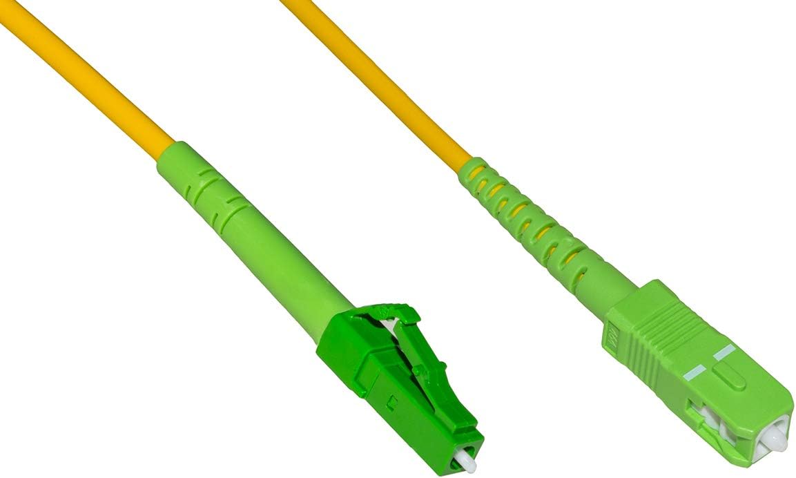 LINK LKLCSCAPCS1 Fiber Optic Cable APC LC A APC SC SINGLEMODE SIMPLEX MT.1, Yellow, 1 Meter