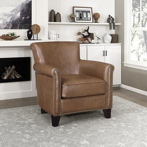Lexicon 100% Top Grain Genuine Leather Chair, Leather Accent Chairs for Living…