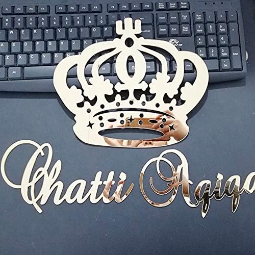 JIMIN1310 Personalized Mirror Gold Acrylic Princess Crown Wall Hanging Name Sign Wedding Birthday Party, Custom Babyshower Nursery Sign Name Nursery Sign
