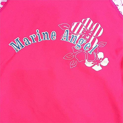 Monvecle Little to Big Girls' Long Sleeve 2-Pieces Sun Protective Rashgurad Set UPF 50+ Rose 6-7