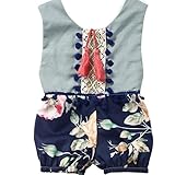 Gotd Baby Girl Romper Sleeveless Floral Jumpsuit Outfits Clothes (6 Months, Blue)