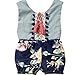Gotd Baby Girl Romper Sleeveless Floral Jumpsuit Outfits Clothes (6 Months, Blue)