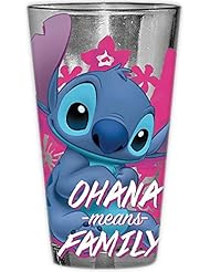 Silver Buffalo Lilo and Stitch Ohana Means Family Gift Box, 16-Ounce Pint Glass, blue and pink