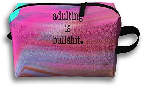 Adulting Is BullshitTravel Size Toiletry Bag, Airline Carry-On Makeup Accessories Cosmetic Bag