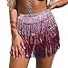 MUNAFIE Sequin Tassel Hip Scarf Sequin Tassel Skirts Rave Fringe Hip Scarf for Festival Belly Dance Skirt