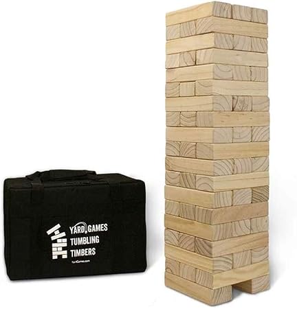 Yard Games Giant Tumbling Timbers with carrying case starts at 2.5-feet tall and builds to 5-feet