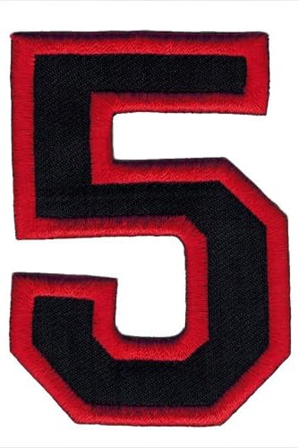 Number Five "5" Black and Red 3 Inches Tall DIY Embroidered Iron on / Sew on Patch #0045