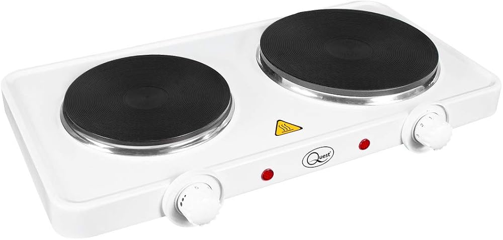 Quest 35250 Electric Twin Hob Hot Plate 1000W 1500W 5 Settings White
