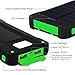 MeliTech Portable Solar Charger Waterproof Mobile Power Bank 20000mAh External Backup Battery Dual USB 5V 1A/2A Output With LED Flashlight and Compass For Phones Tablet Camera iPhone Samsung - Green