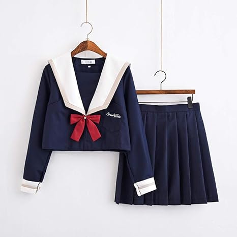 Amazon 女子制服 学生服 女子高校生 高校生 学生jkユニフォームクラスサービスカレッジスタイルスーツ日本人長袖セーラースーツソフトシスターs 長袖 ショートスカート 蝶ネクタイ 黒靴下 コスプレ 仮装 通販
