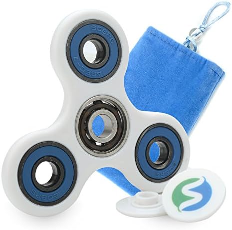 Smartlif Premium Fidget Toy- High-End Stress Relief Toy For Kids &amp; Adults- Fiddle Sensory Toy For Anxiety- Best Finger Adhd Fidget Desk Toy To Fight Stress, Enhance Concentration (White+Blue)
