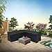 Linkool Outdoor Furniture Covers Patio Sectional Couch Protector Waterproof V Shaped Black Small Size 85x34x30H Inches