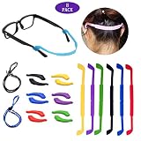 8 Pack Glasses Straps 6 Pack Anti-Slip Sports Glasses Strap with 6 Pairs Ear Grip Hooks Elastic Glasses Strap 2 Pack Eyeglass Sports Straps Eyeglass Temple Tips for Kids Adult