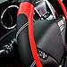 CAR PASS Line Rider Microfiber Leather Sporty Steering Wheel Cover Universal Fits for 95% Truck,SUV,Cars,14.5-15inch Anti-Slip Safety Comfortable Desgin (Black-Red)