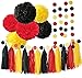 Yellow Black Red Birthday Decorations/ Tissue Paper Pom Pom Tassel Garland Baby Shower