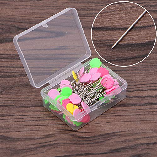 Quilting Pins 200Pcs Flat Head Decorative Sewing Pins/Long Straight Pins/Flower Head Pins/Colored Flat Button Pins with A Clear Cases, Extra Fine for Dressmaking Jewelry Components Flower (B) - Thumbnail 5