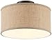 360 Lighting Adams Rustic Farmhouse Country Cottage Close to Ceiling Light Semi Flush Mount Fixtures Set of 2 Bronze Burlap Fabric Drum Shade Bedroom Hallway Living Room Dining Room Bathroom
