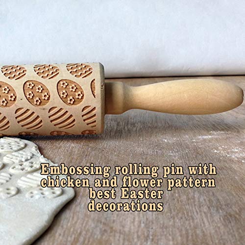 Kitchen Dough Roller Pin for Baking,Engraved Rolling Pin for Cookies,Embossed Wood Rolling Pin for Noodle Fondant Biscuit Cake Pizza Dough