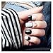 Dongcrystal 24Pcs/set Matte Gray False Nails Short Size Full Design Nail Tips with Black Edge Fake Nails Art Tips