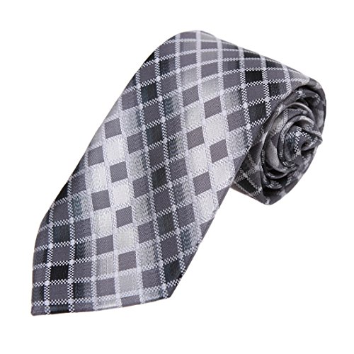Dan Smith DAA7C16D Grey Checkered Microfiber Neck Tie Gift Idea For Holy Saturday Tie