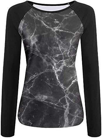 Linjiu Black Marble Texture Background For Design Printed Long Sleeve T-shirt.