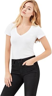 Donna Base V-Neck Cap Top, Bianco (white D07211-3310-110), L