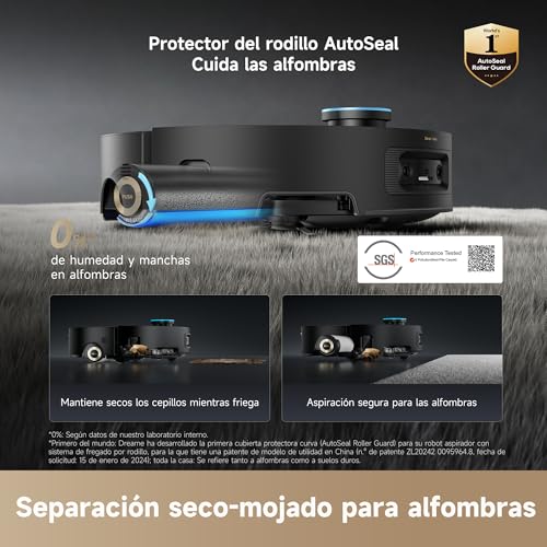 Aqua10 Ultra Roller Complete, Robot Aspirador, Autolimpieza del Rodillo, Supera Obstáculos de 8 cm, Vaciado Automático, 30.000 Pa de succión, Control Inteligente por Voz, Negro
