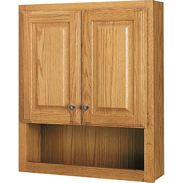Amazon Com Style Selections 23 In X 28 In Ready To Assemble 2 Door Bathroom Wall Wood Medicine Cabinet Honey Oak Home Improvement