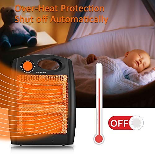 Portable Radiant Heater Infrared Radiant Heater Quartz Infrared Heater with 2 Heat Settings