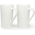 Smilatte 20 oz Large Coffee Mugs, M007 Plain Tall Ceramic Cup with Handle for Dad Men, Set of 2, White