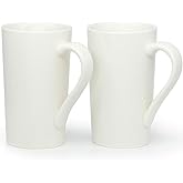 Smilatte 20 oz Large Coffee Mugs, M007 Plain Tall Ceramic Cup with Handle for Dad Men, Set of 2, White