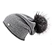 Winter Beanie Hats for Women Real Fur Pom Pom Slouchy Beanies Bobble Ski Cap